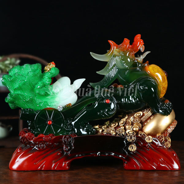 Tỳ Hưu Kéo Bắp Cải Ngọc Xanh Phong Thủy 