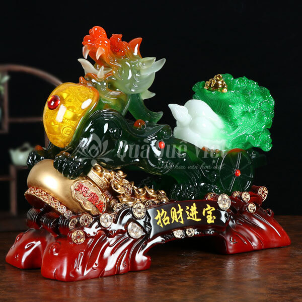 Tỳ Hưu Kéo Bắp Cải Ngọc Xanh Phong Thủy 