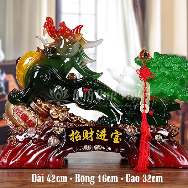 Tỳ Hưu Phong Thủy Ngọc Vàng Xanh Kéo Cải Cốc