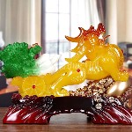 Tỳ Hưu Phong Thủy Ngọc Vàng Xanh Kéo Cải Cốc