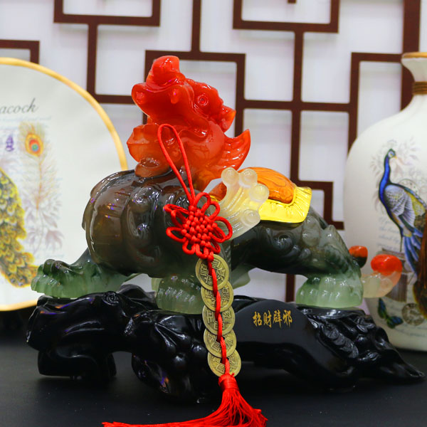 Tỳ Hưu Phong Thủy Xanh Ngọc Đỏ Size 29cm