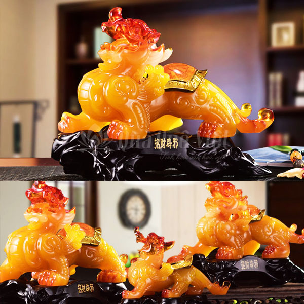 Tỳ Hưu Phong Thủy Vàng Ngọc Đỏ Size 22cm