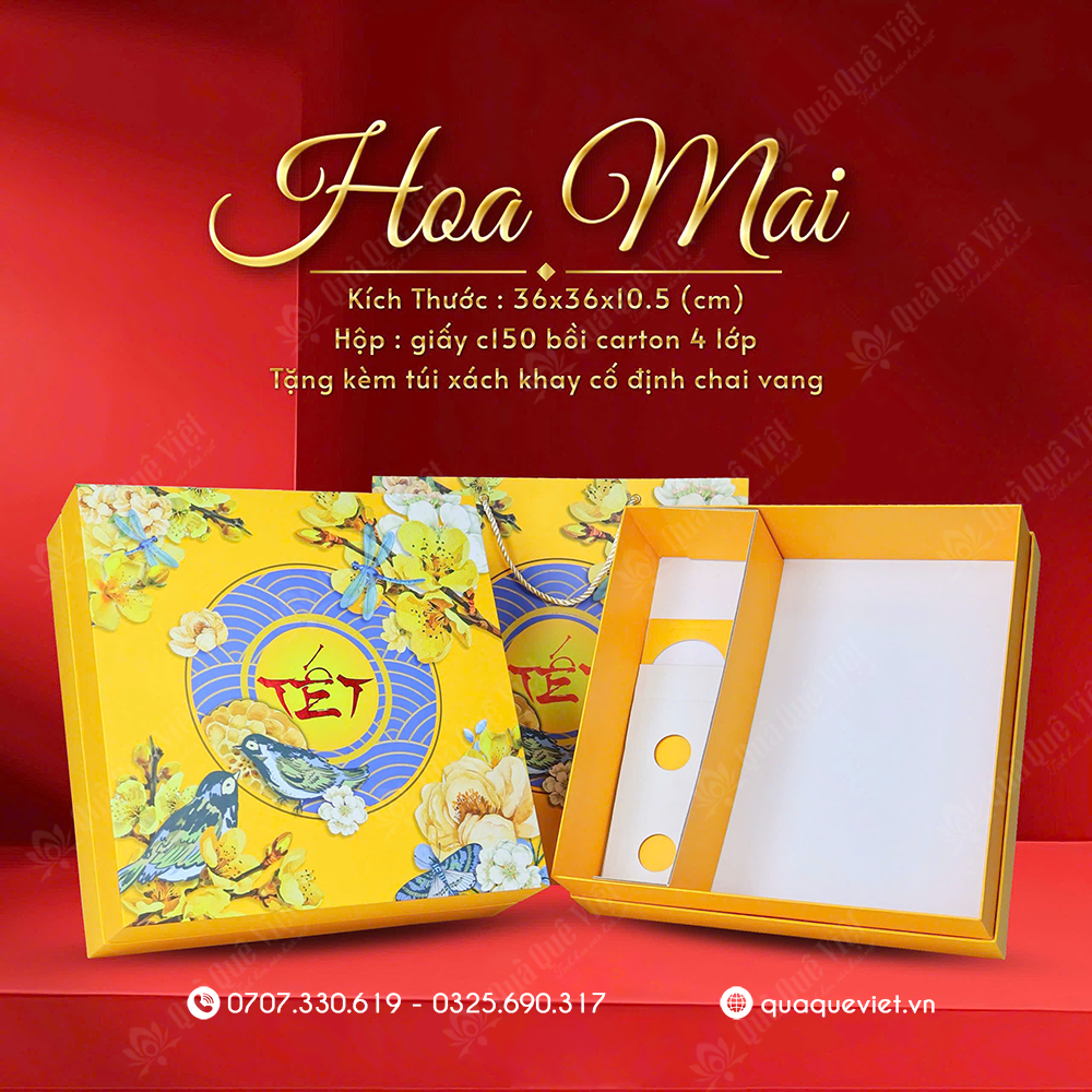 Vỏ hộp quà tết hoa mai