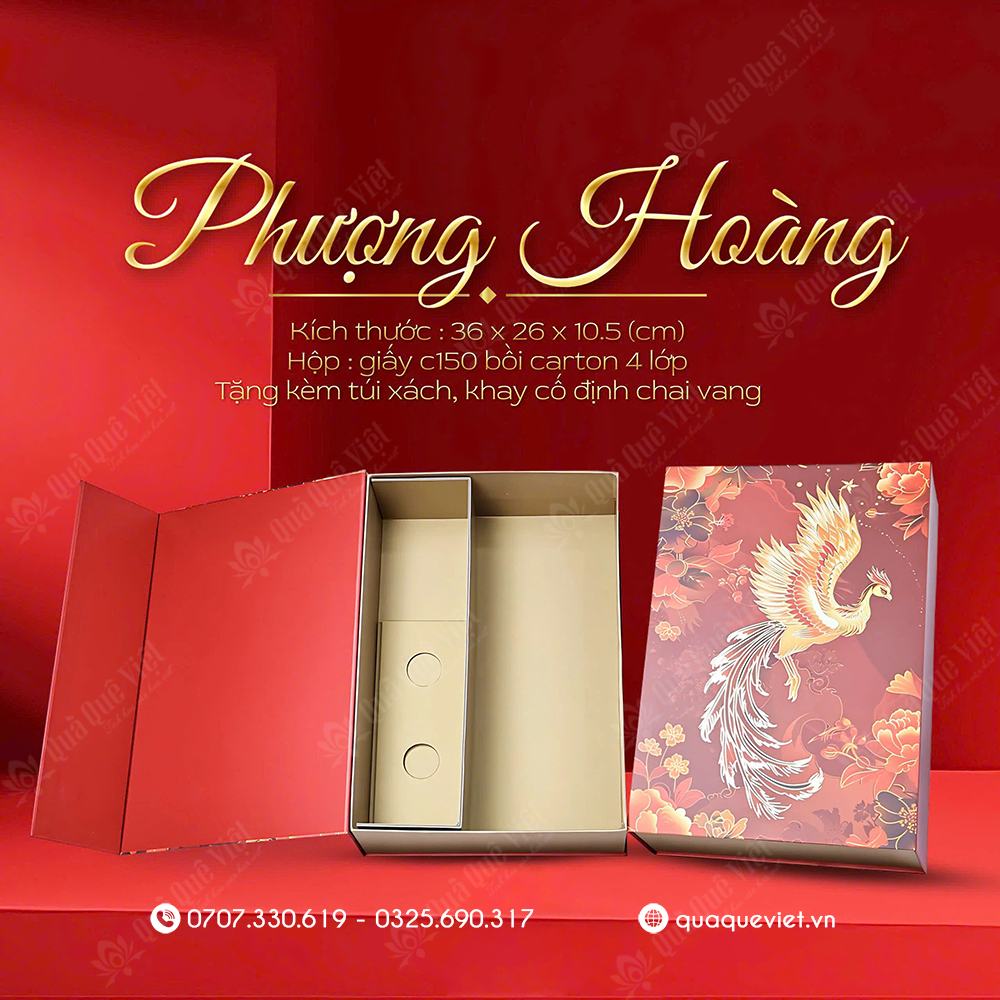Vỏ Hộp Quà Tết Phượng Hoàng T1643