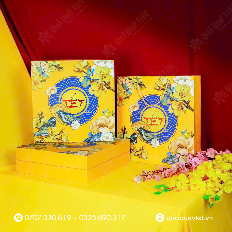 Vỏ hộp quà tết - hoa mai vàng tết 2026